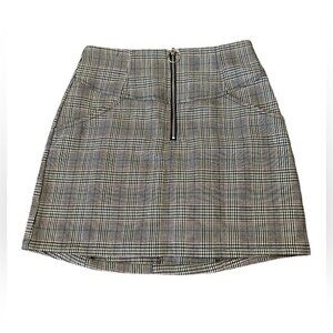 Nordstrom Plaid Check Mini Skirt with Zipper Detail Gray